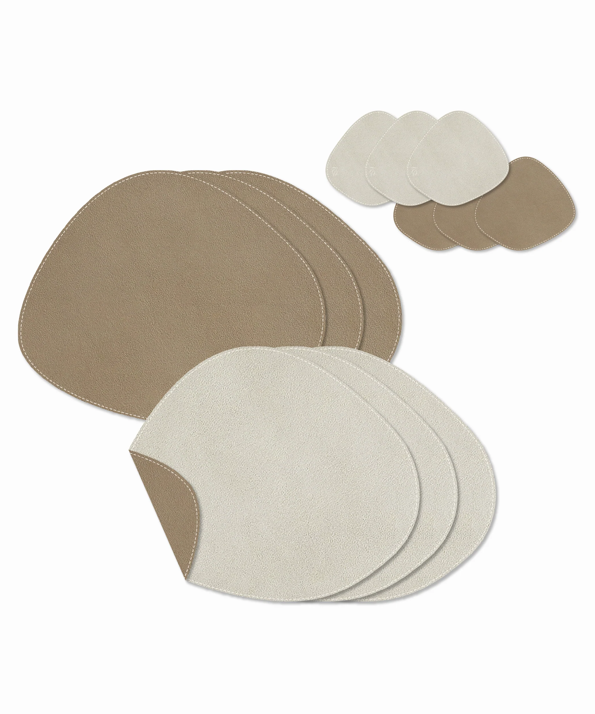 Teller- und Glasuntersetzer Taupe/Creme | Jade - Image 16