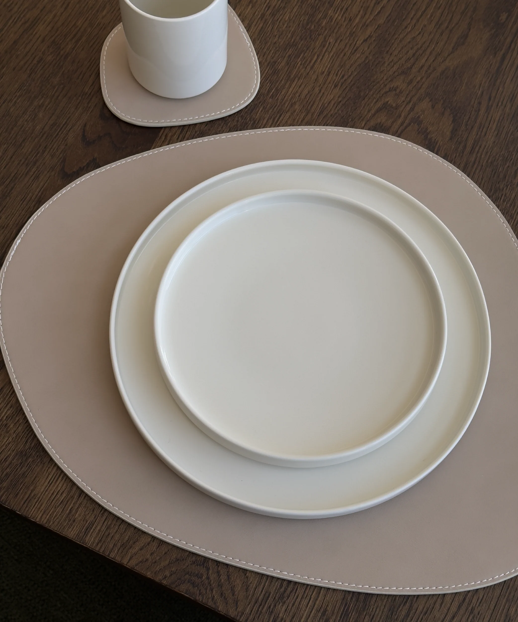 Teller- und Glasuntersetzer Taupe/Creme | Jade - Image 3