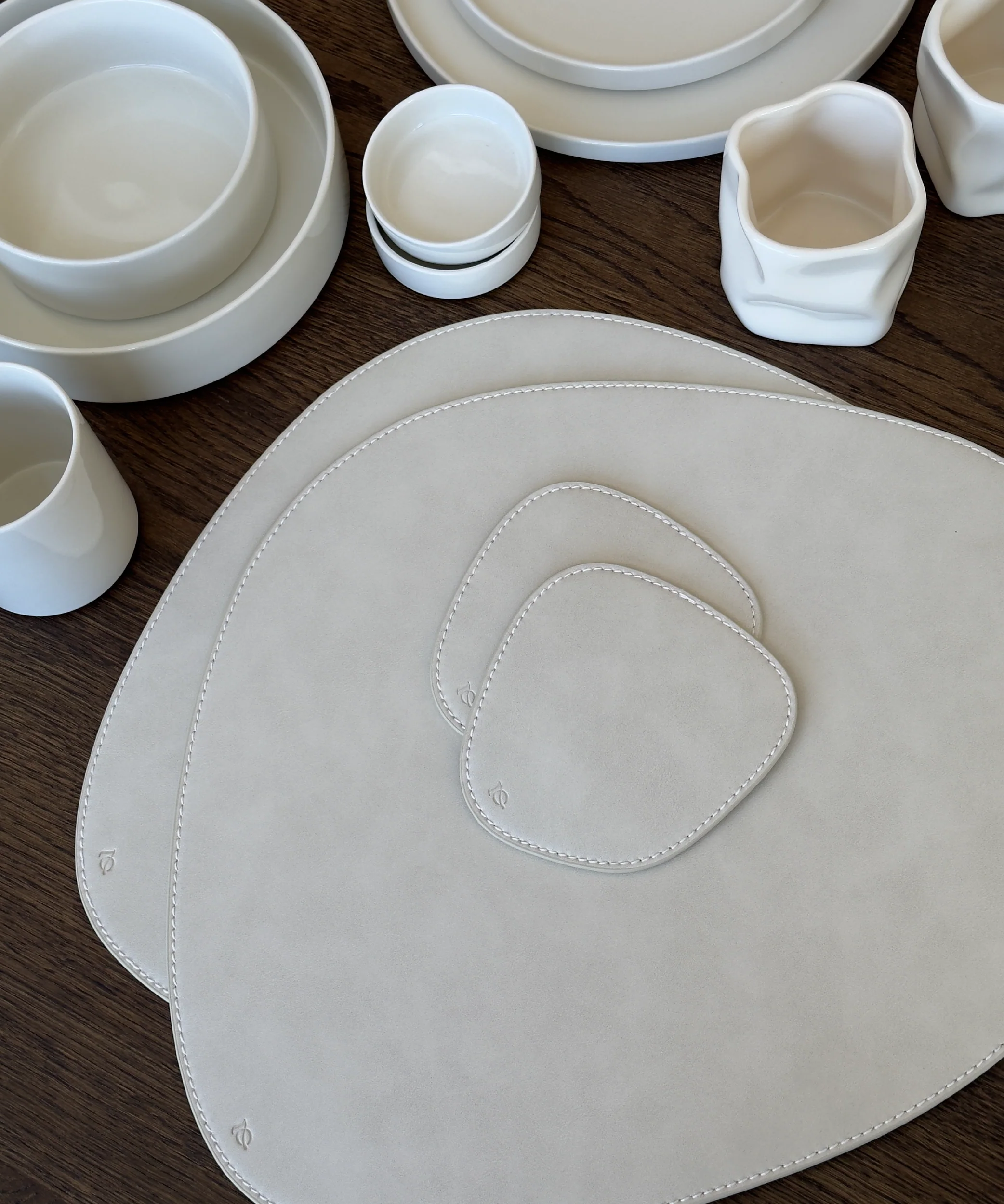 Telleruntersetzer Taupe/Creme | Jade - Image 7