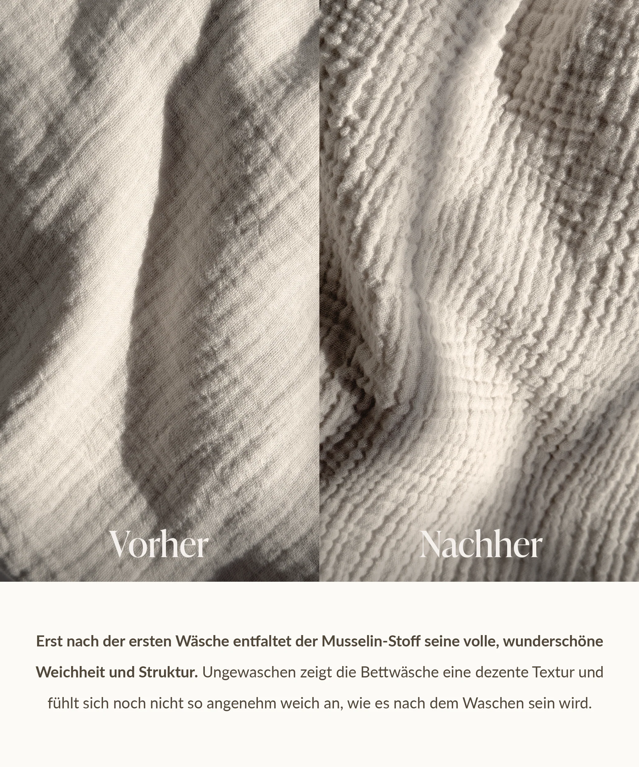 Gerüschte Musselin Einzelbettwäsche Beige | Haven - Image 10