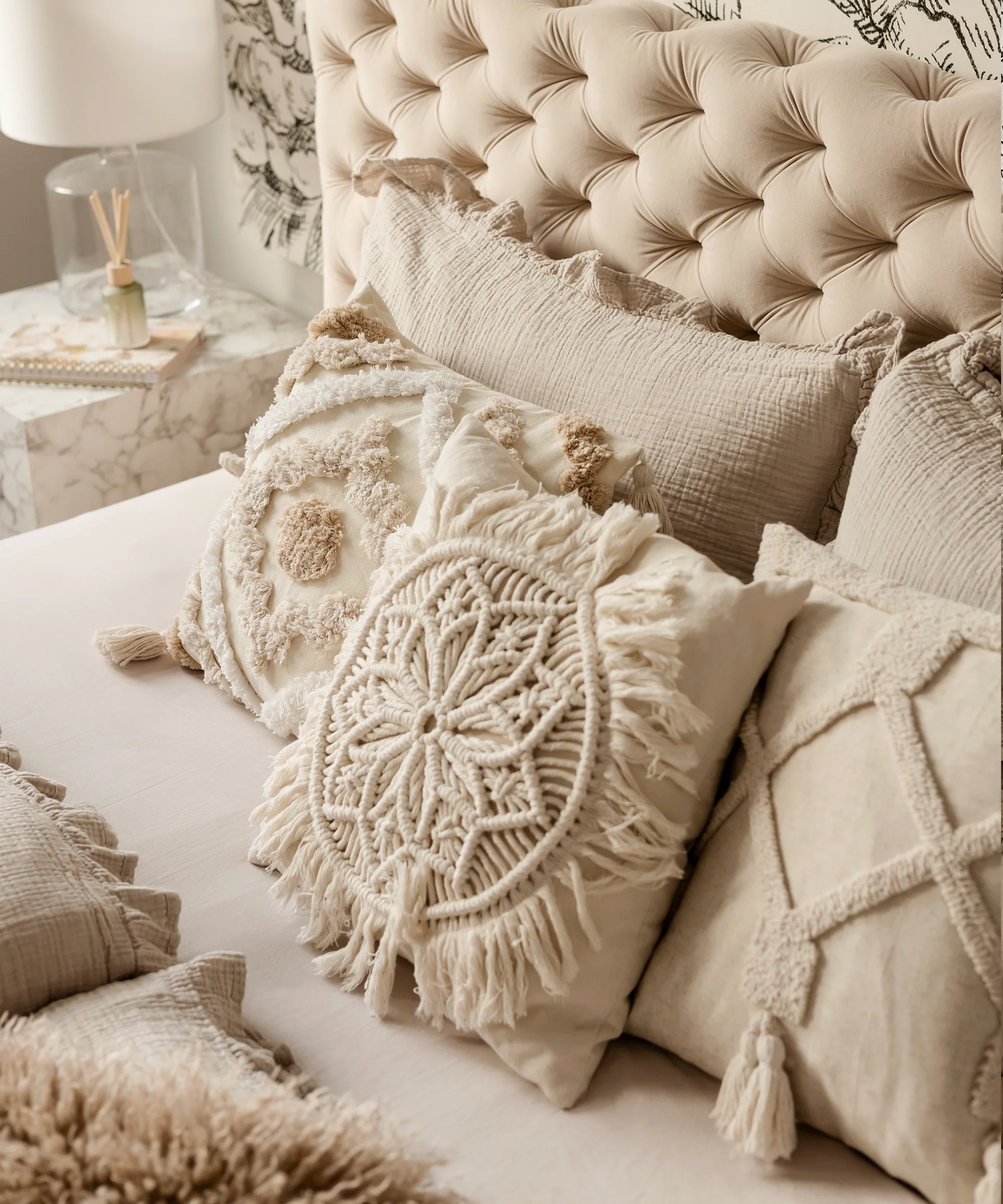 Gerüschte Musselin Einzelbettwäsche Beige | Haven - Image 8