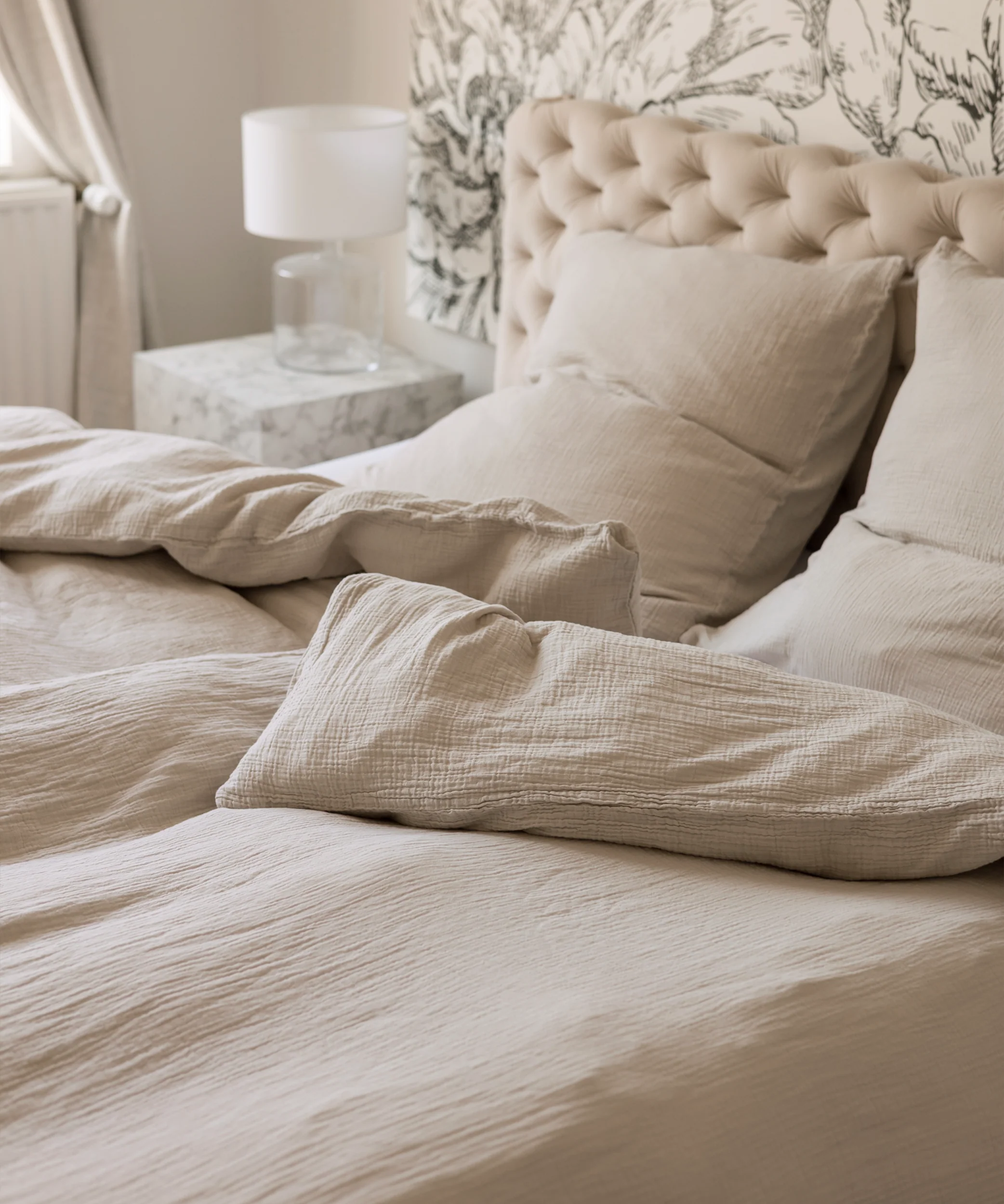 Beige Musselin Einzelbettwäsche | Haven - Image 11