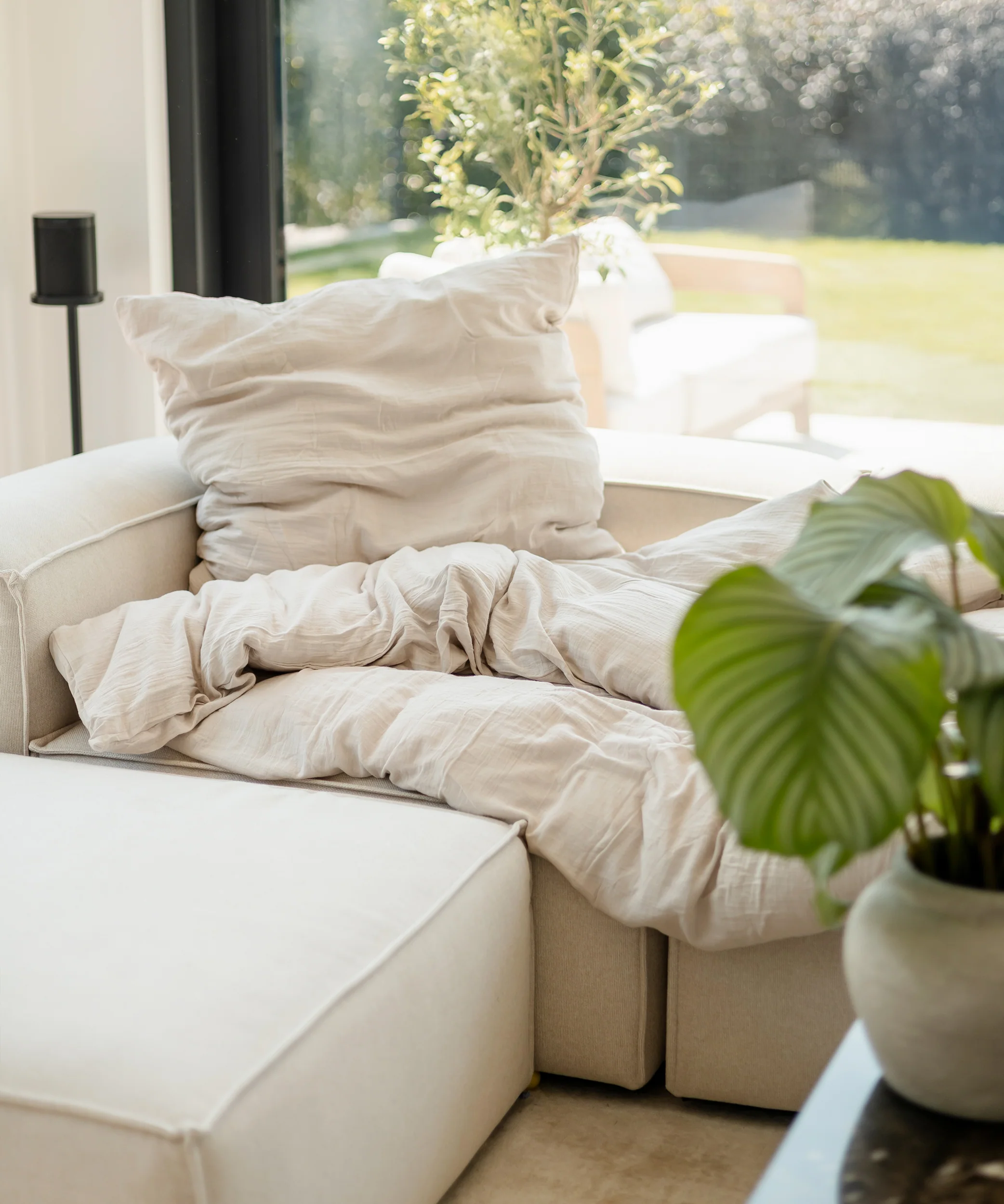 Beige Musselin Einzelbettwäsche | Haven - Image 13