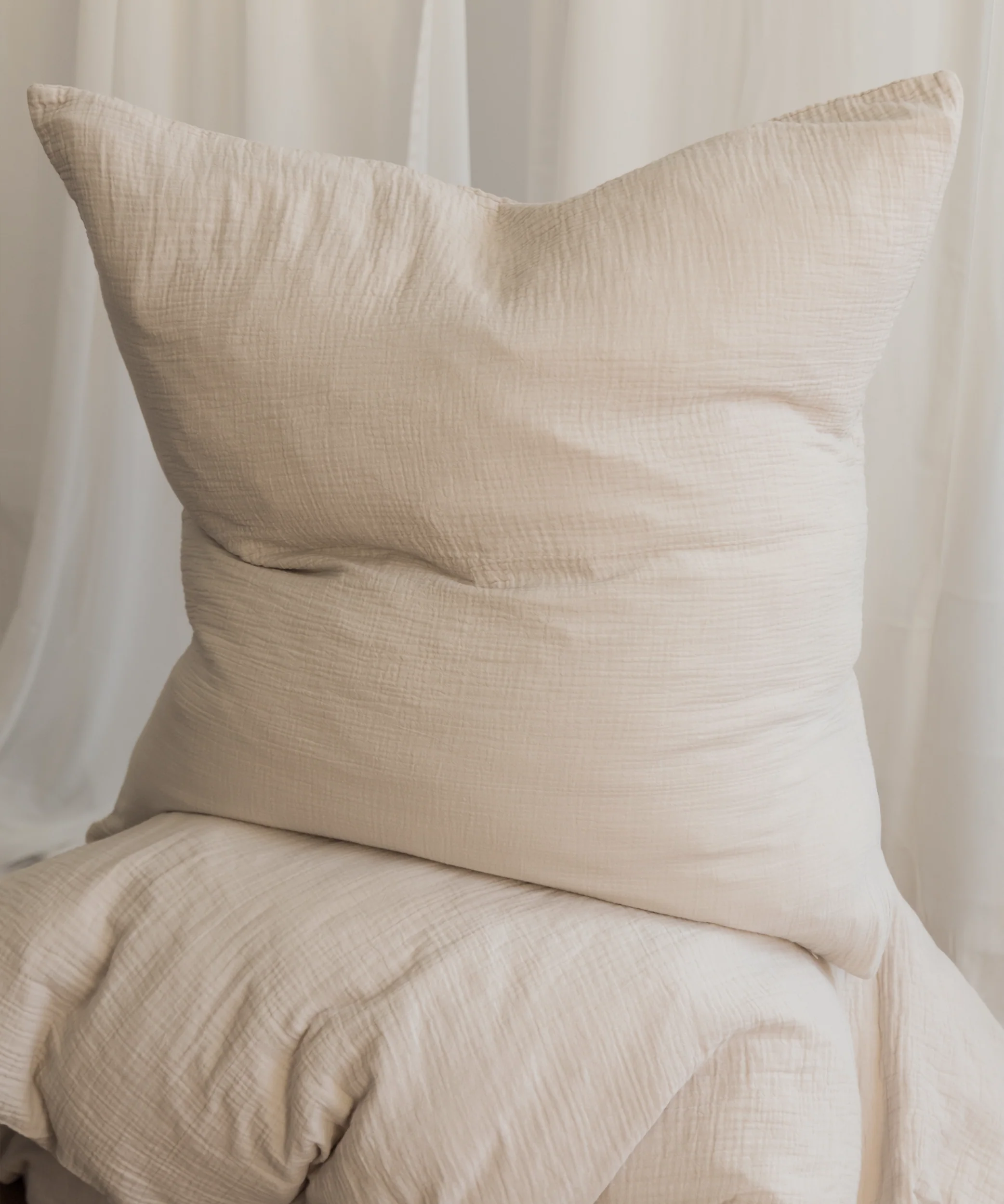 Beige Musselin Einzelbettwäsche | Haven - Image 7