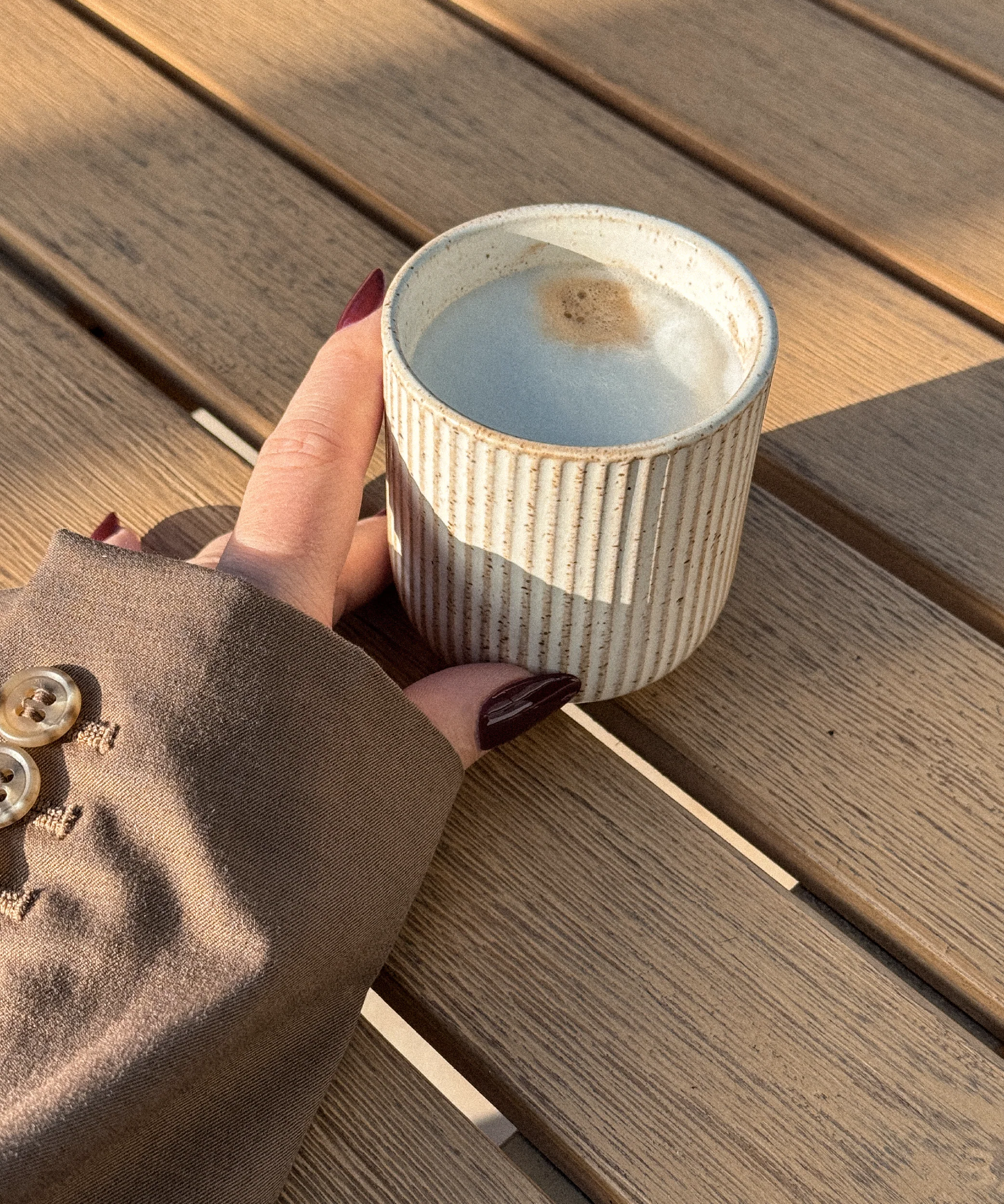 Keramik Becher im geriffeltem Design Beige | Paris - Image 3