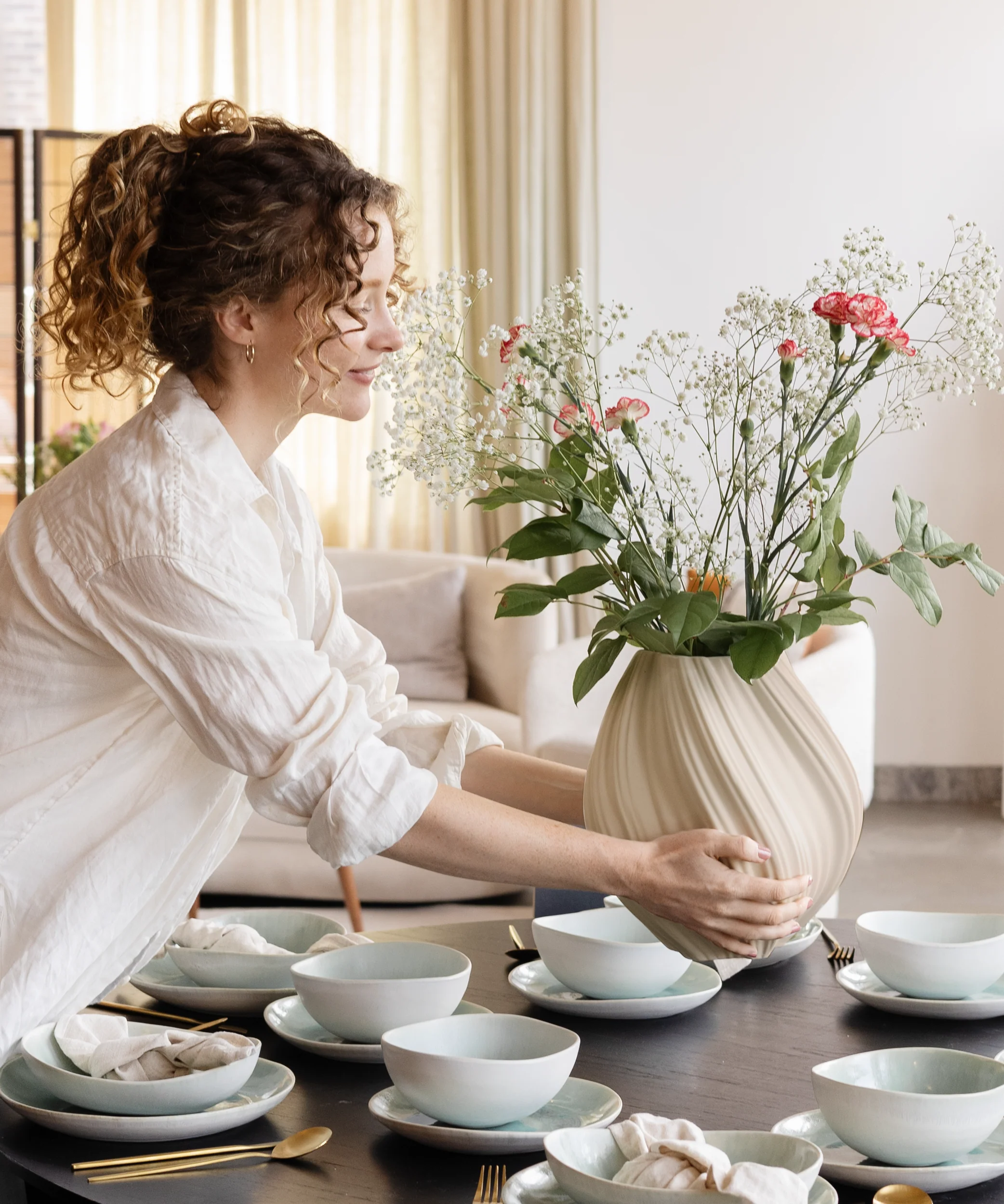 Große Keramik Vase in Beige | Flora - Image 4