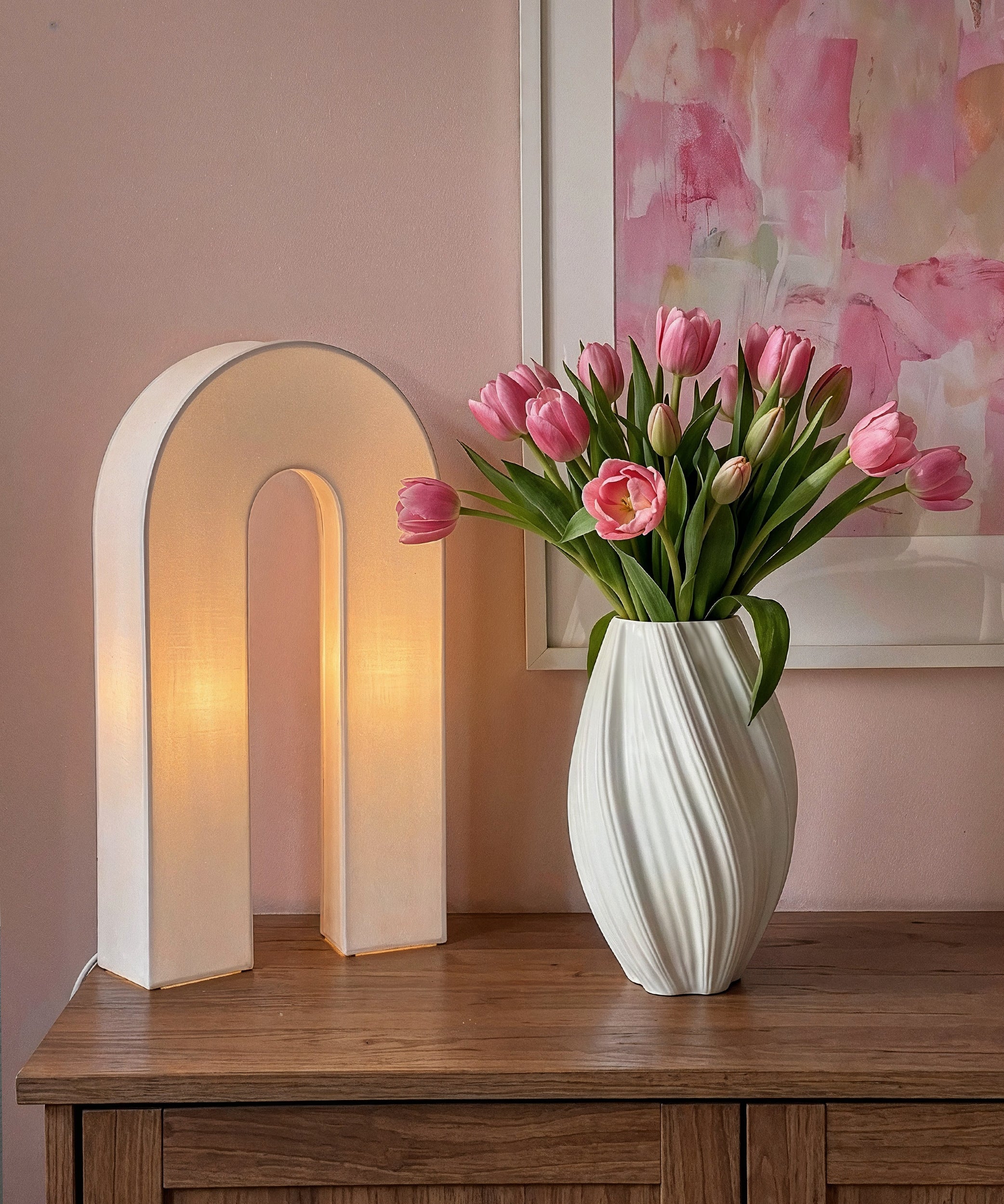 Längliche Keramik Vase Weiß | Flora - Image 8